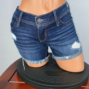 Hollister Jrs 1 Distressed Fringe Cuff Midi Shorts